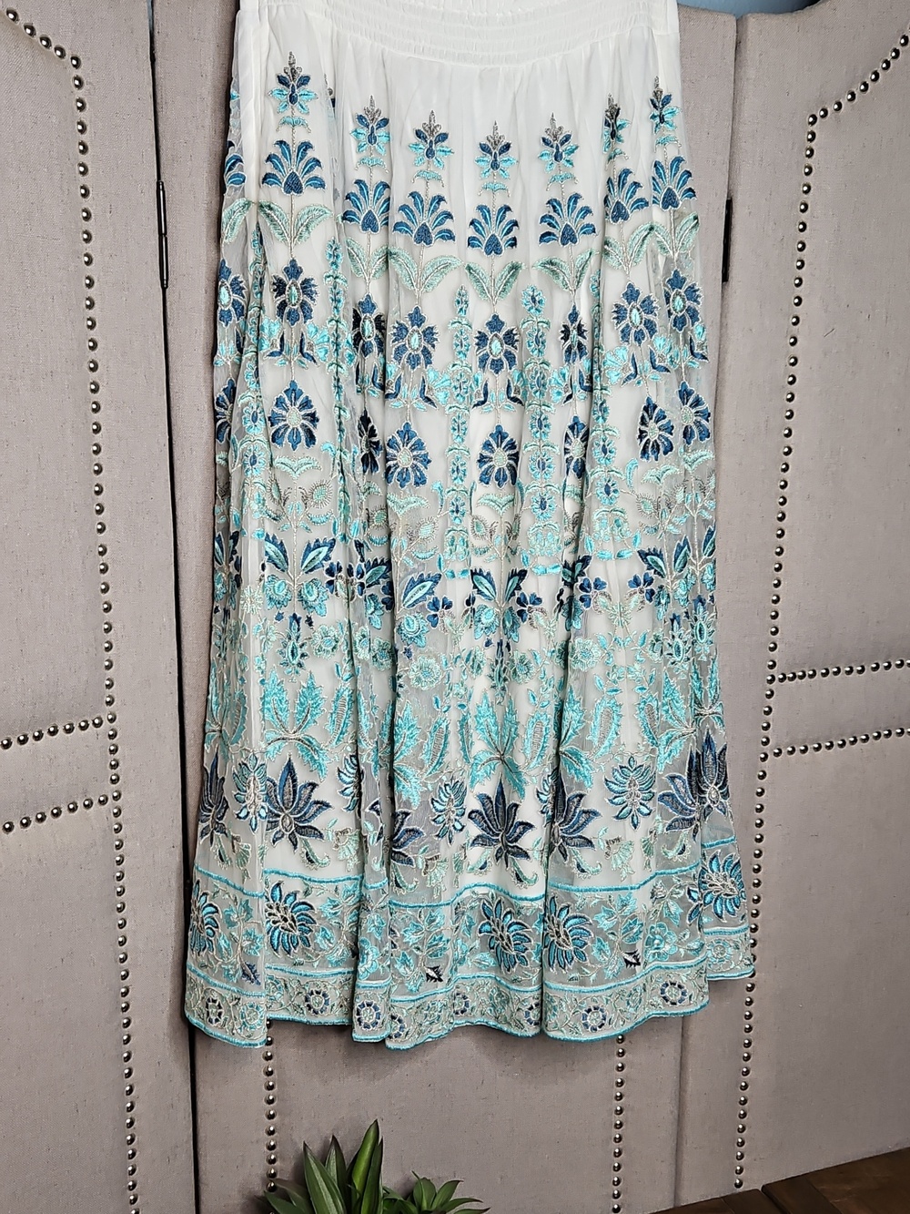 Soft Surrounding Icon Alexandria Skirt Aqua Scroll - Picture 8 of 14